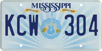 MS license plate KCW304