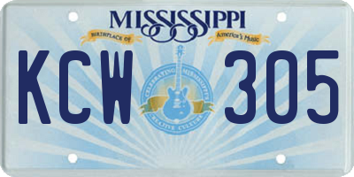 MS license plate KCW305