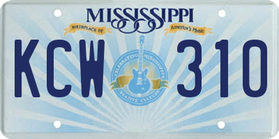 MS license plate KCW310