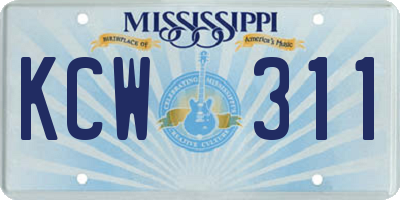 MS license plate KCW311