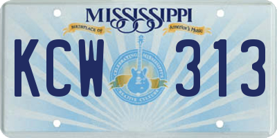MS license plate KCW313