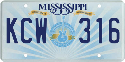 MS license plate KCW316