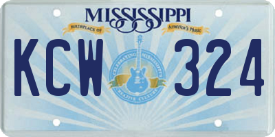 MS license plate KCW324