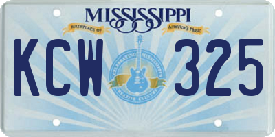 MS license plate KCW325