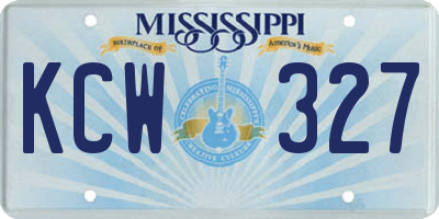 MS license plate KCW327