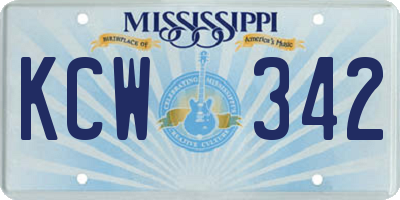MS license plate KCW342