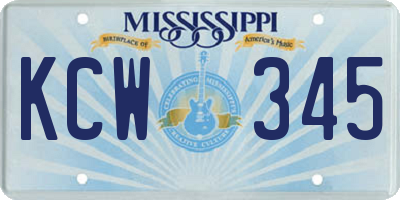 MS license plate KCW345