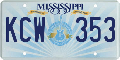 MS license plate KCW353