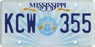 MS license plate KCW355