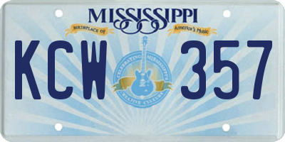 MS license plate KCW357