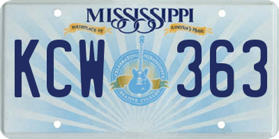 MS license plate KCW363