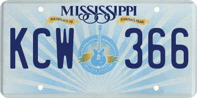 MS license plate KCW366