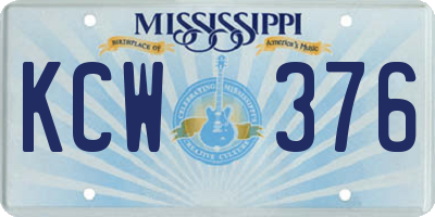 MS license plate KCW376
