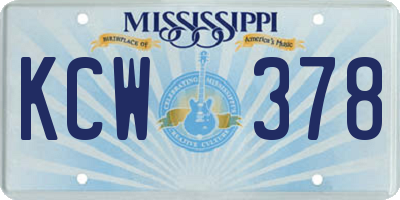 MS license plate KCW378
