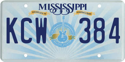 MS license plate KCW384