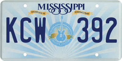 MS license plate KCW392