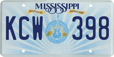 MS license plate KCW398
