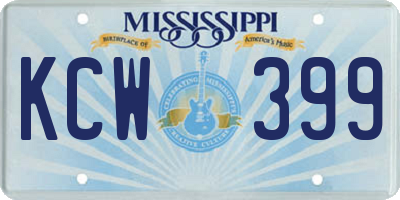 MS license plate KCW399