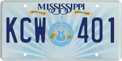 MS license plate KCW401
