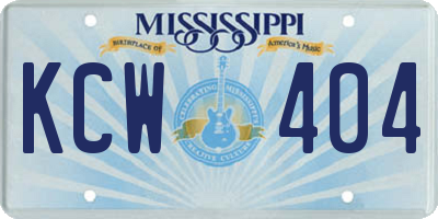 MS license plate KCW404