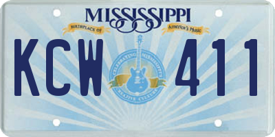 MS license plate KCW411
