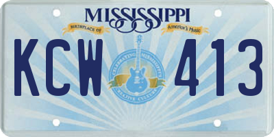 MS license plate KCW413