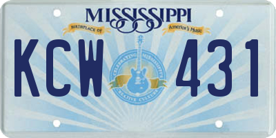 MS license plate KCW431