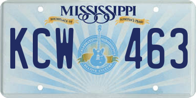 MS license plate KCW463