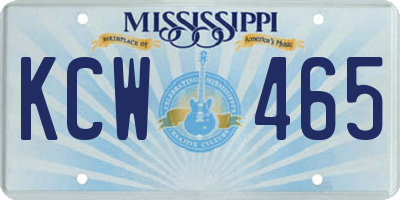 MS license plate KCW465