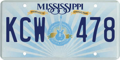 MS license plate KCW478