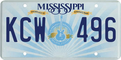 MS license plate KCW496