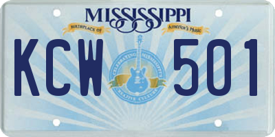 MS license plate KCW501