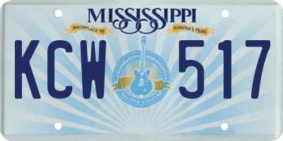 MS license plate KCW517