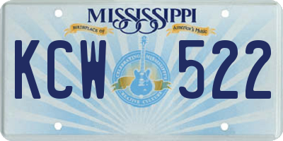 MS license plate KCW522