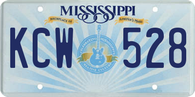MS license plate KCW528