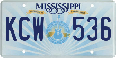 MS license plate KCW536
