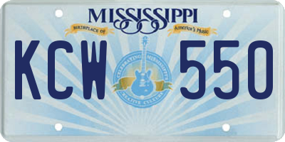 MS license plate KCW550