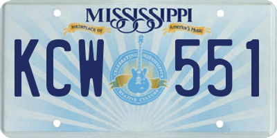 MS license plate KCW551