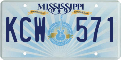 MS license plate KCW571