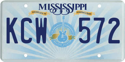 MS license plate KCW572