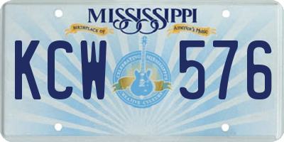 MS license plate KCW576