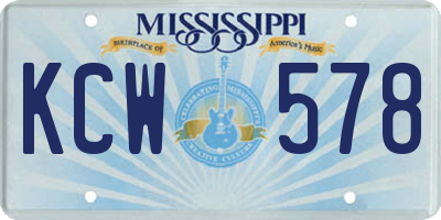 MS license plate KCW578