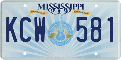 MS license plate KCW581