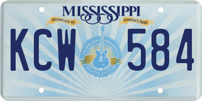 MS license plate KCW584