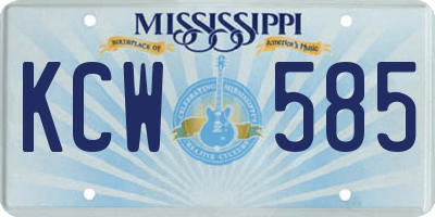 MS license plate KCW585