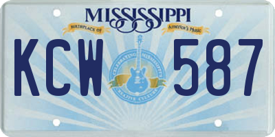 MS license plate KCW587