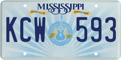 MS license plate KCW593