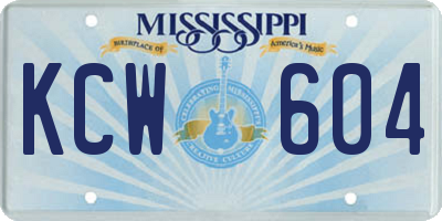 MS license plate KCW604