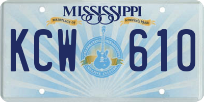 MS license plate KCW610