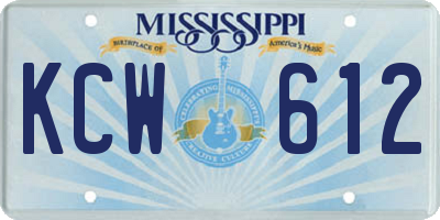 MS license plate KCW612